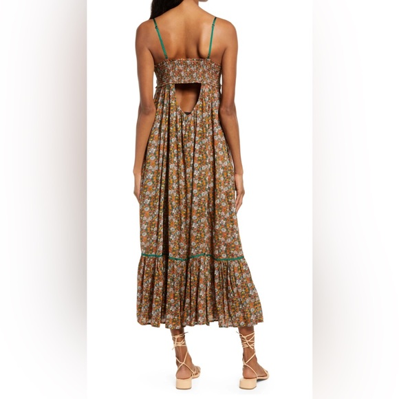 NWT FREE PEOPLE Molly Joe Floral Sundress In Forest Combo , Sz M - Picture 2 of 16